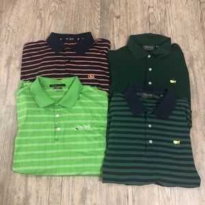 Lot Of 4 Masters Tiger Woods Reynolds Golf Polo Mens Shirts Green Blue Stripe